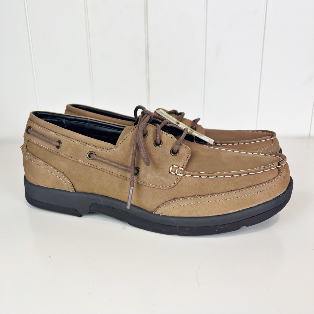 Apex Lt810m Orthopedic Boat Men's Shoe In Tan Size 9.5w Leather Comfort Orthotic